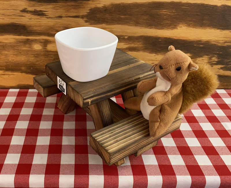 Classic Squirrel Picnic Table Gift Bundle! (Classic Squirrel Picnic Table + Squirrel Snack Sack + Greeting Card) - - (TREE/POST INSTALLATION)